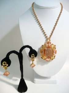 Killer Vintage Schreiner Necklace/Brooch, Earrings Set  