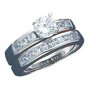  Sterling Silver Cubic Zirconia Wedding Ring Set: Jewelry