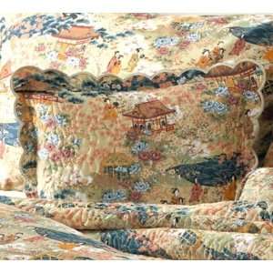  Quilted Cotton Sateen Tea Time Toile Pillow Cover