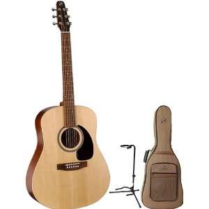   S6 Spruce Acoustic Bundle w/Seagull Gig Bag and Guitar Stand Musical