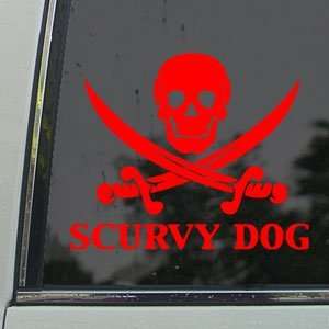  Scurvy Dog Skull Red Decal Car Truck Window Red Sticker 