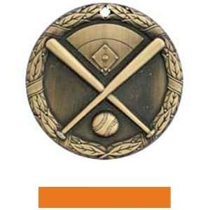  Hasty Awards Custom Baseball Medals GOLD MEDAL/ORANGE RIBBON 