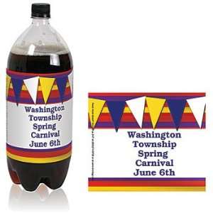  Carnival Flags Personalized Soda Bottle Labels   Qty 12 