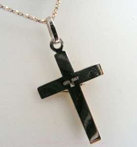 Sterling Silver 2 Tone Crucifix Cross Necklace New  