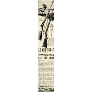  1936 Ad Winchester Repeating Arms Hunt Deer Rifle Moose   Original 