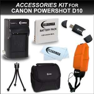  Accessory Kit for Canon PowerShot D10 D20 Waterproof Digital Camera 