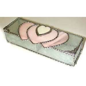  Champagne Pink & Clear Stained Glass Jewelry Box   3 x 8 