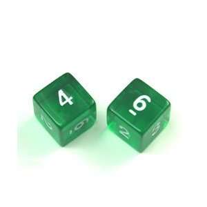  Green Transparent D6 Dice 2ea Toys & Games