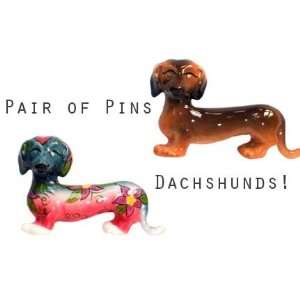  WhimsiClay Pair of Dachshunds Pin set 