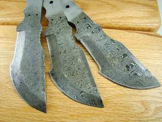 Lot of 3 Custom Damascus Survival Tracker Knife Blanks Skinner (2 