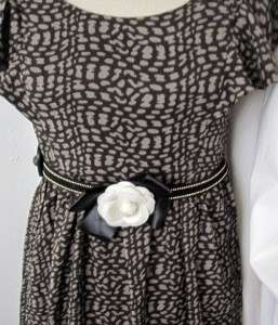   JAPAN Gray CHIFFON Ruffle SLEEVE Bow BELTED Mini DRESS Small S  