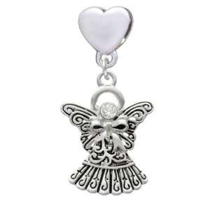   with Bow & Swarovski Crystal European Heart Charm Dangl Jewelry