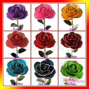 Gold Plated Real Rose Flower Valentines Day Wedding  
