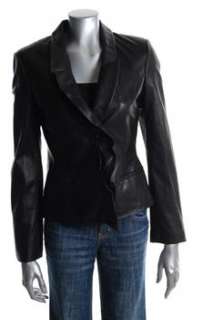 Boss Hugo Boss NEW Black Jacket Leather Coat Sale Misses 6  