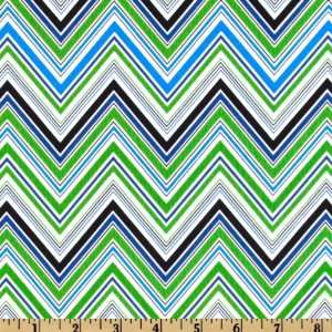  44 Wide Anna Griffin Darcey Chevron Green/Blue Fabric By 