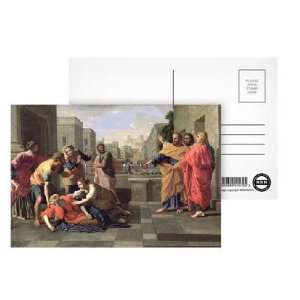  The Death of Sapphira (oil on canvas) by Nicolas Poussin 