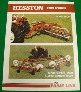 HESSTON Brochure Hay Rakes Model 3800 3900 3950 3810  