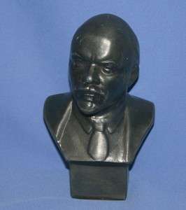 Vintage Russian Metal Art Work Male Bust Sculpture Lenin Signed  