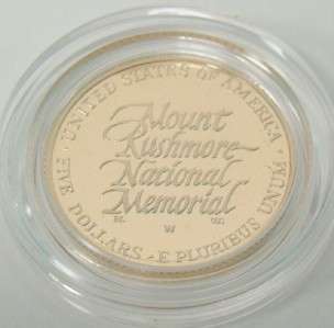 1991 US MINT PROOF MOUNT RUSHMORE ANNIVERSARY $5 GOLD $1 SILVER 90% 3 