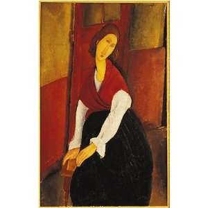 Jeanne Hebuterne with Red Shawl By Amedeo Modigliani Highest Quality 