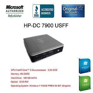 HP DC7900 USFF C2D 2.93/4G/160GB/DVD ROM/WIN 7 HOME PREM 64BIT(English 