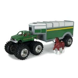  John Deere Monster Treads Green Pickup and Horse Trailer 