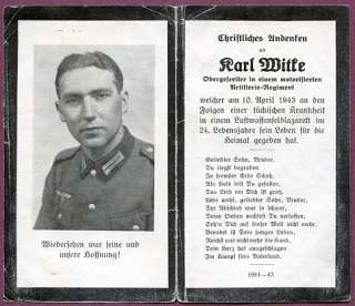 1943 German Death Card Obergefreiter Karl Mitle  