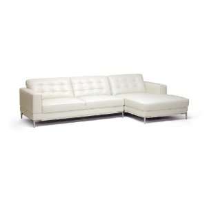 Babbitt Ivory Leather Modern Sectional Sofa