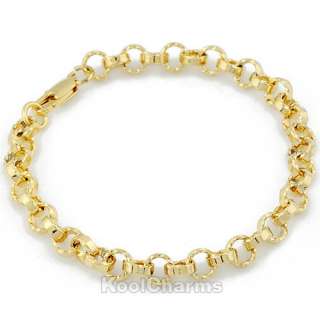 Fashion 7mm 18K Gold Filled Rolo Bracelet Chain Solid Plated GP  