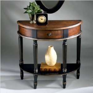   Artists Originals Demilune Console Table with Drawer in Cafe Noir