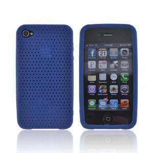 Navy Blue Rubbery Feel Silicone Skin Case Cover w Holes For AT&T Apple 