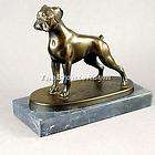 Hot Cast Bronze Boxer Dog Sculpture on Marble Base