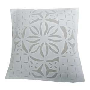  1Pc White Cutwork Pattern Cotton Interior Cushion Cover 