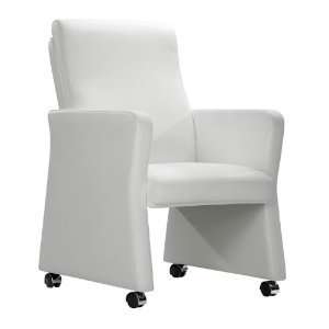   Chair with Padded Leatherette and Rolling Base, White