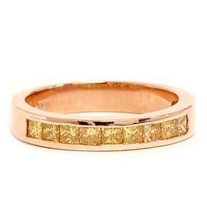  .50CT CHANNEL SET YELLOW DIAMOND WEDDING BAND 14K ROSE GOLD: Jewelry
