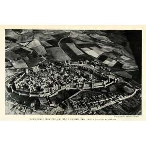  1924 Print Carcassonne Aerienne Bernon Rampart Tower 