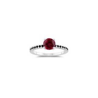  0.21 Cts Black Diamond & 1.29 Cts Ruby Engagement Ring in 
