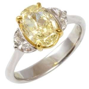  Oval GoldenMine Yellow Diamond Engagement Ring with 