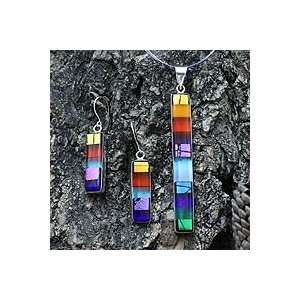  NOVICA Dichroic art glass jewelry set, Rainbow Jewelry