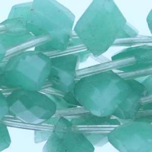 Green Aventurine : Diamond Shaped Faceted Side Drill   13mm Height 