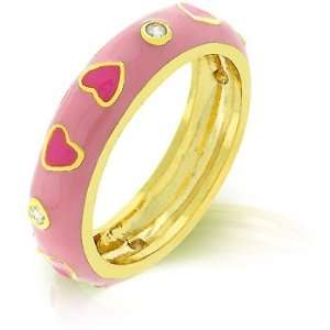  14k Gold Bonded with Pink Enamel Overlay and Red Enamel 