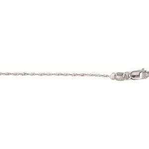  14K White Gold Singapore Pendant Chain, 1mm wide Jewelry
