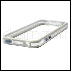 Apple iPhone 4 4G 4S White+Clear Bumper Case Metal Buttons AT&T 