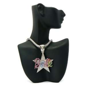   MINAJ BARBIE Star Pendant w/Franco Chain Silver/Multi MP603 Jewelry