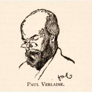  1927 Print Caricature Portrait Paul Verlaine French Poet 