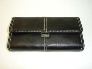 Womens Fionte Italian Leather Clutch Wallet BLK 215  
