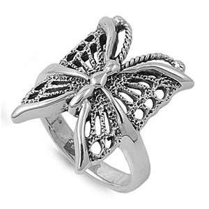  .925 Sterling Silver 21mm High Polish Butterfly Fashion 