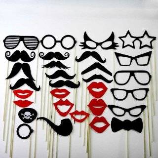   Glasses , Pirate Eye Patch, Bow Tie and Pipe 16 Piece Set: Everything
