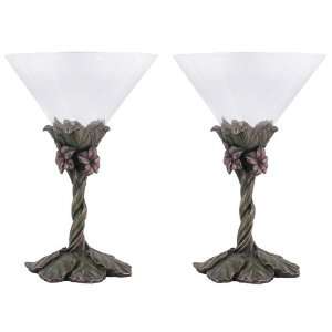  Iris Flower Martini Glass, Set of 2: Kitchen & Dining
