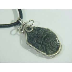   Silver wire wrapped moldavite pendant necklace: Everything Else